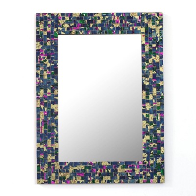 Mosaic Wall Mirror Handmade Navy Blue Rectangle 'Late Night Beauty' NOVICA India   312211041282